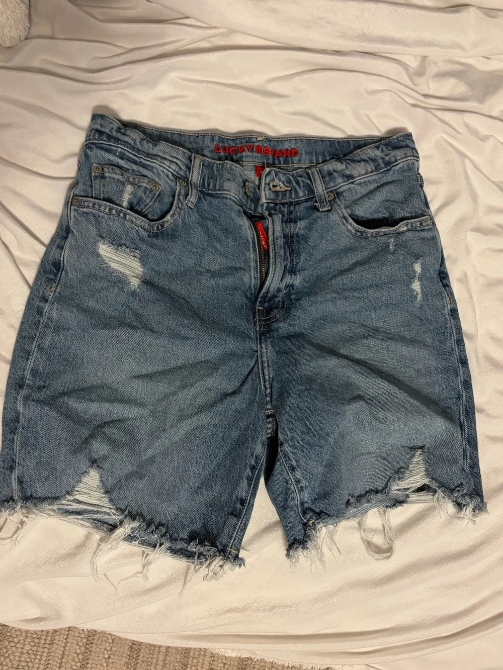 Lucky Brand Washed Blue Distressed Jean Shorts